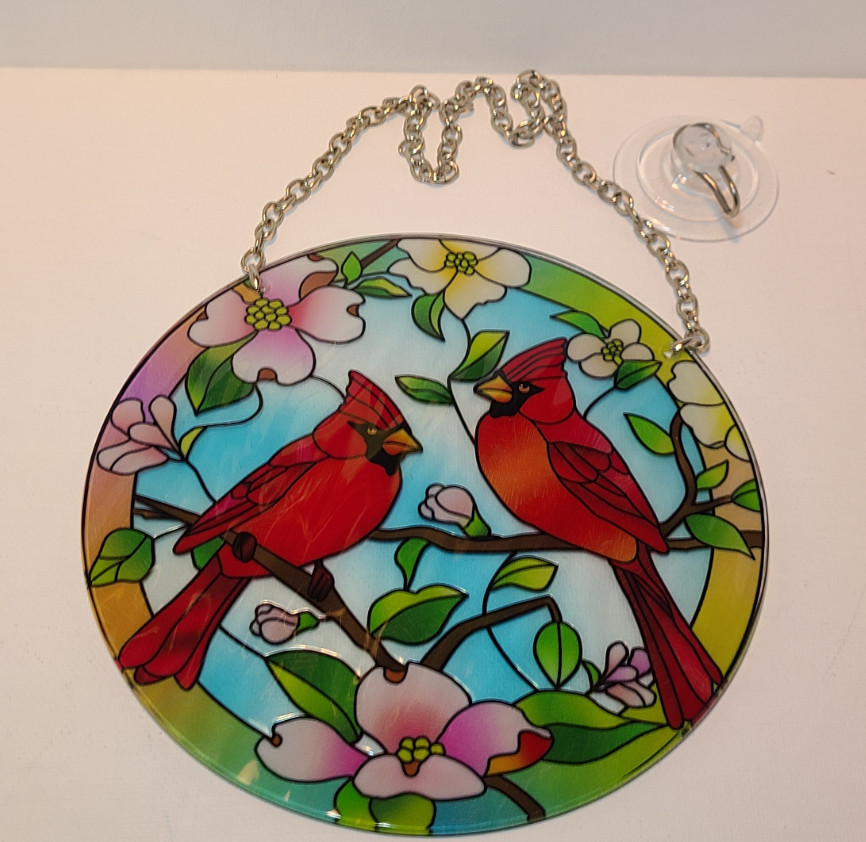 Stained Glass Cardinal Suncatcher New