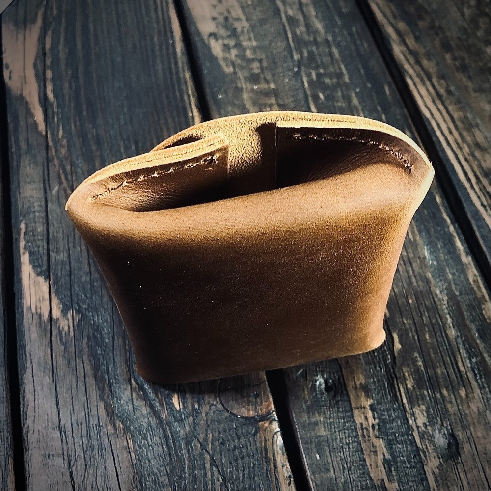 Leather mini fire pouch | Thick Mini Button Close Storage | Natural Bushcraft