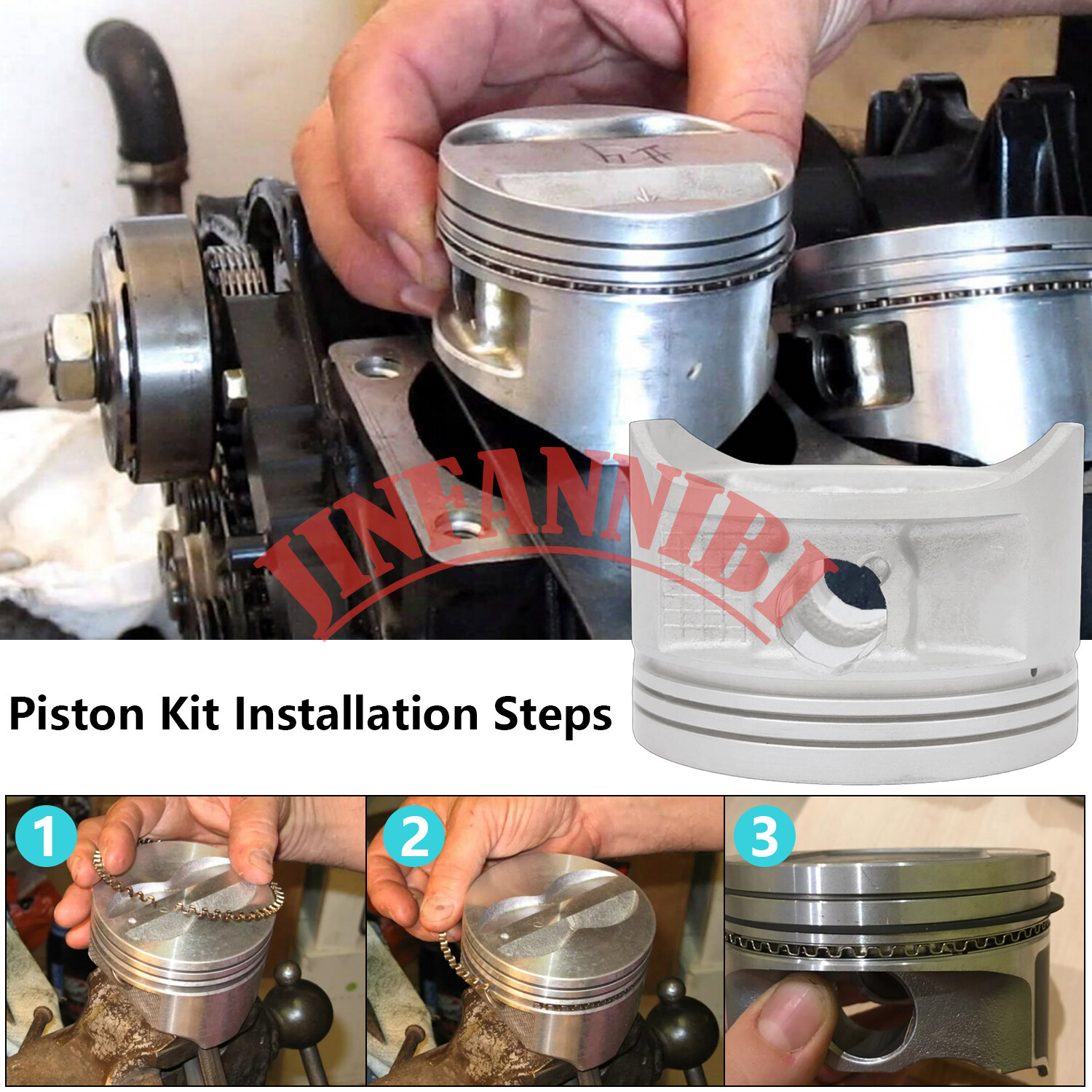 Cylinder Piston Ring Tensioner Gasket Top End Rebuild Kit for Honda Recon 250