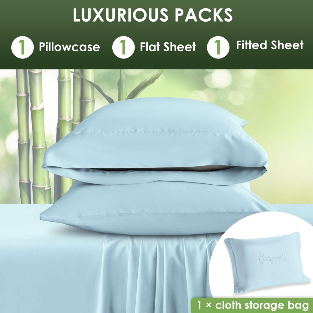 Bamboo Sheets King Sheets Set, 100% Organic Viscose Derived from Bamboo Bed Shee