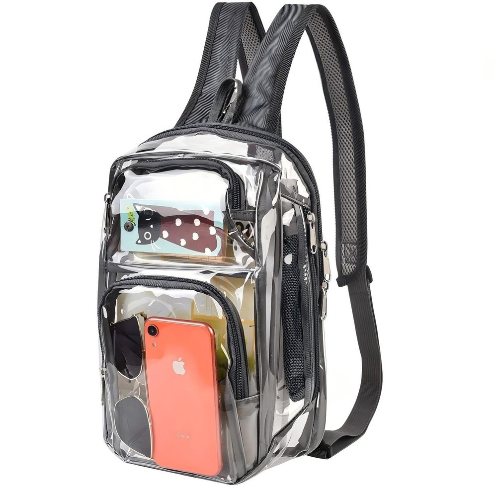 Clear Backpack Stadium Approved 12×12×6 with Breathable Shoulder Strap