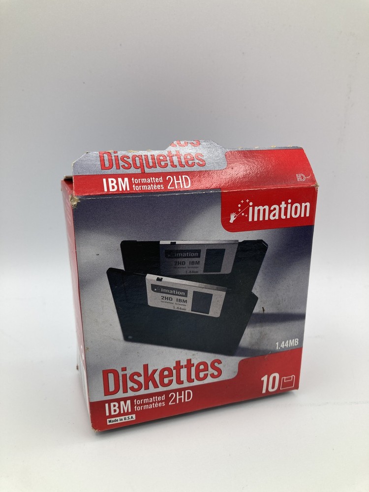 Imation IBM Formatted 3.5" Floppy Diskettes 1.44MB 2HD (10 Pack) Vintage PC Stor
