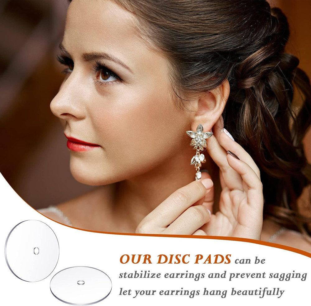 200 Pcs Clear Disc Pads to Stabilize Earrings, Plastic Discs for Earring Backs