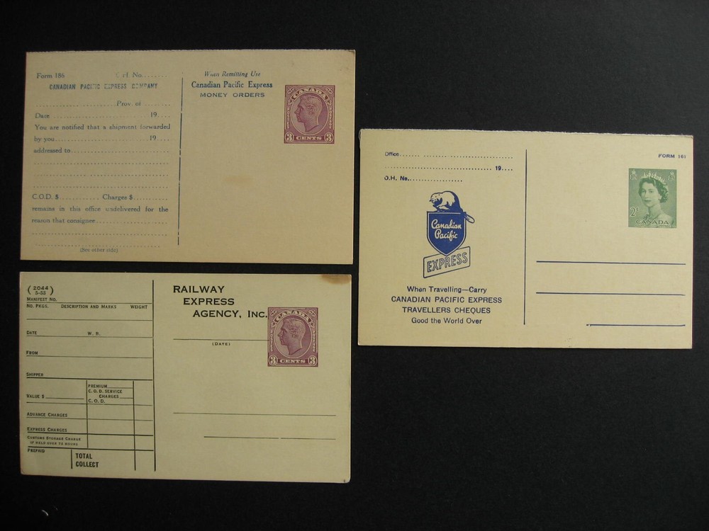 Canada Railway express 3 mint postcards