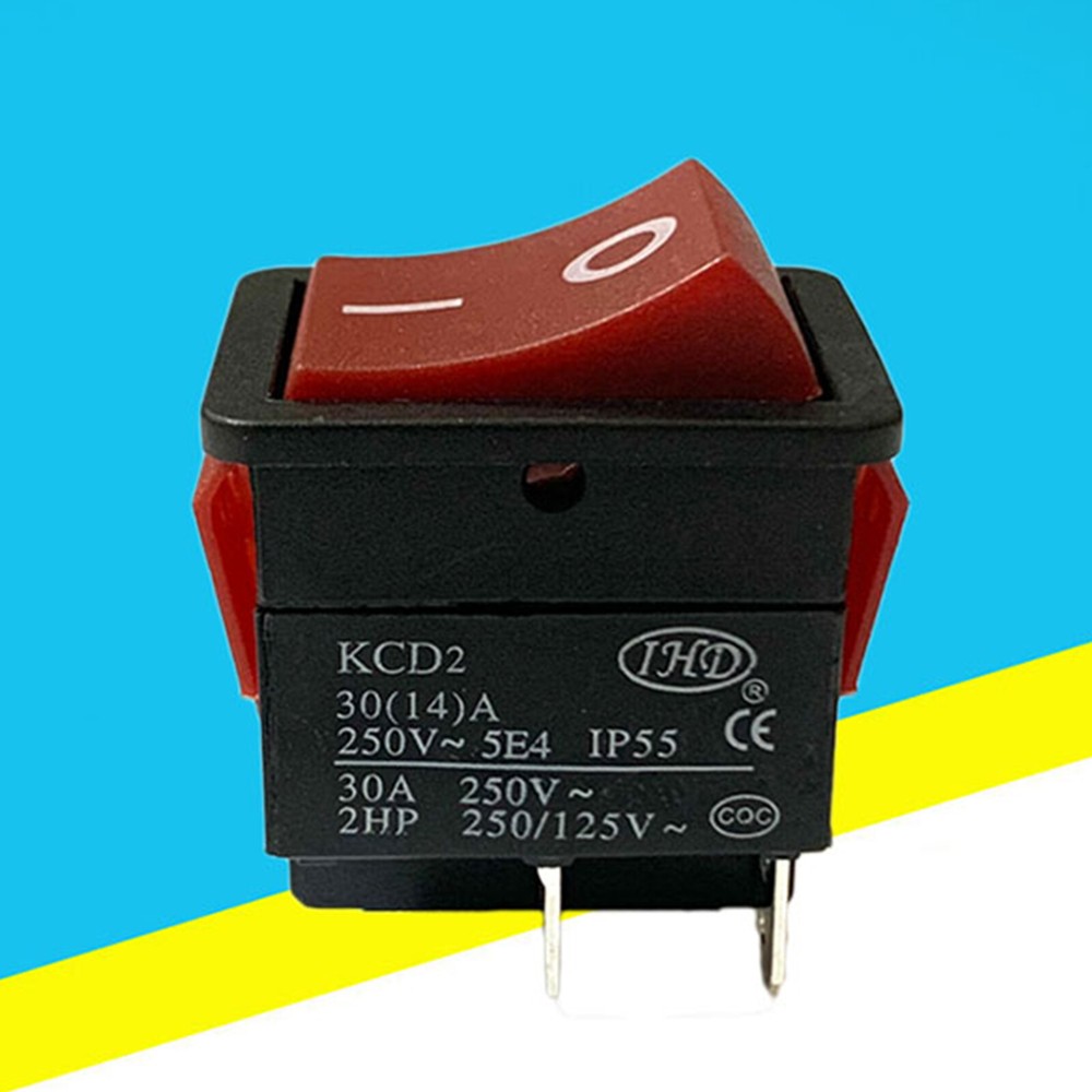KCD2 2 Position Rectangular Rocker Switch Latching On Off 4 Pin 30(14)A 250V