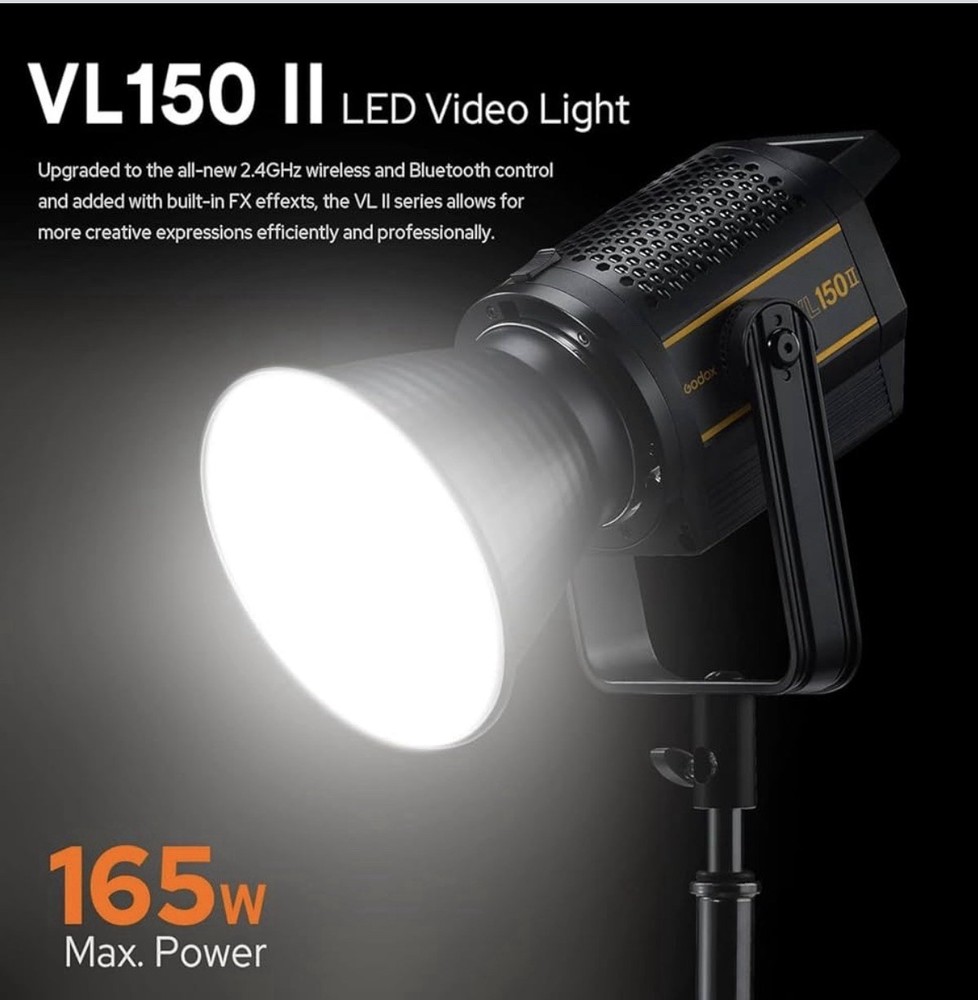 Godox VL150II LED 165W Continuous Light, FX Effects, APP Control, Bowens