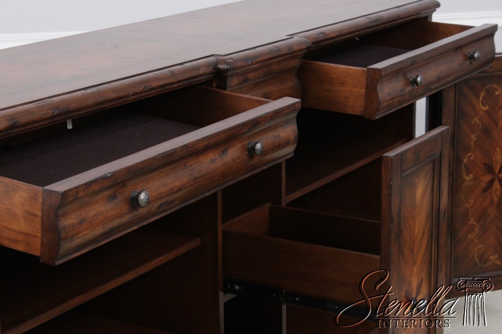 L72635: Continental Style Inlaid Front Distressed Sideboard Console