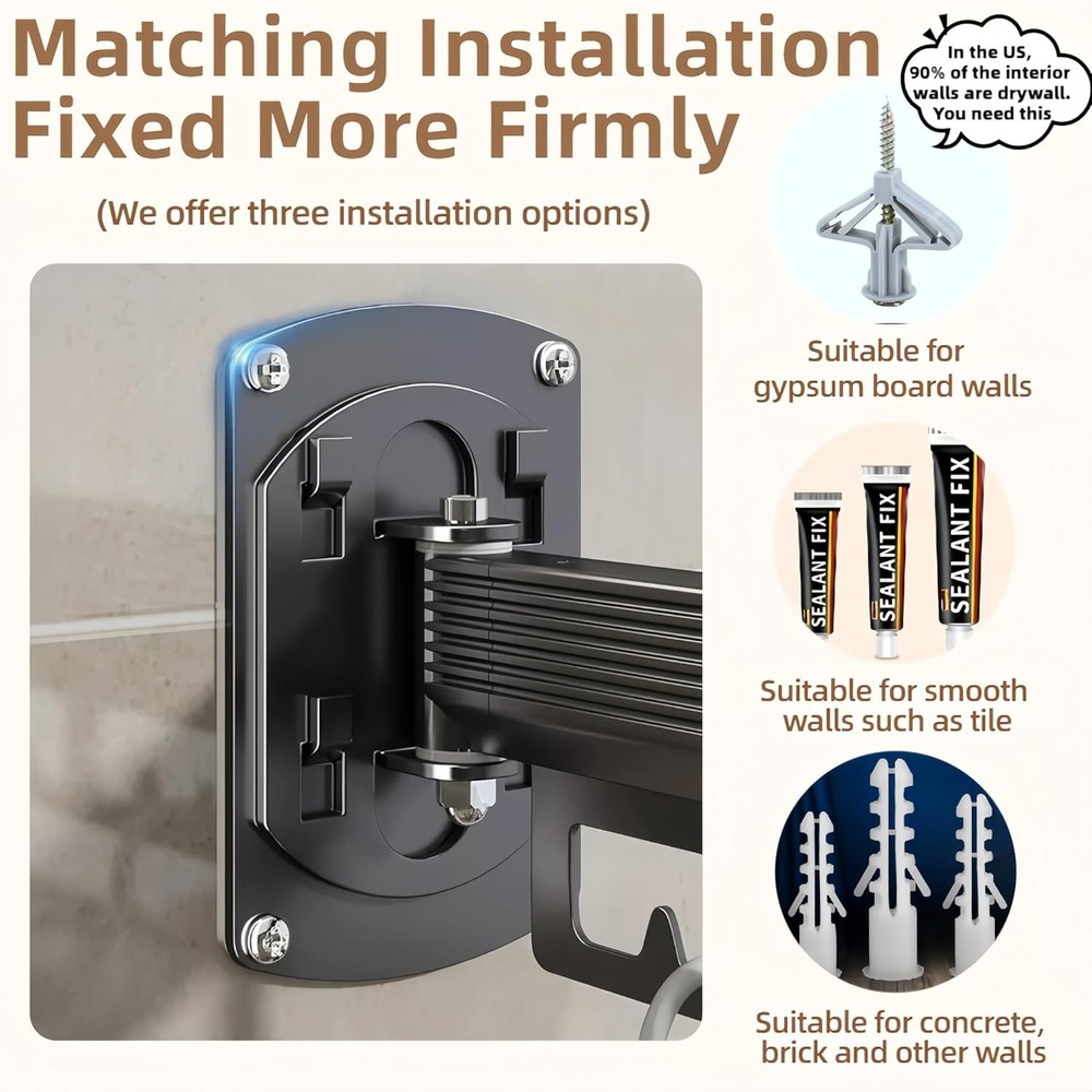 Wall Mounted Laundry Drying Rack Clothes Hanger Space Saver Foldable