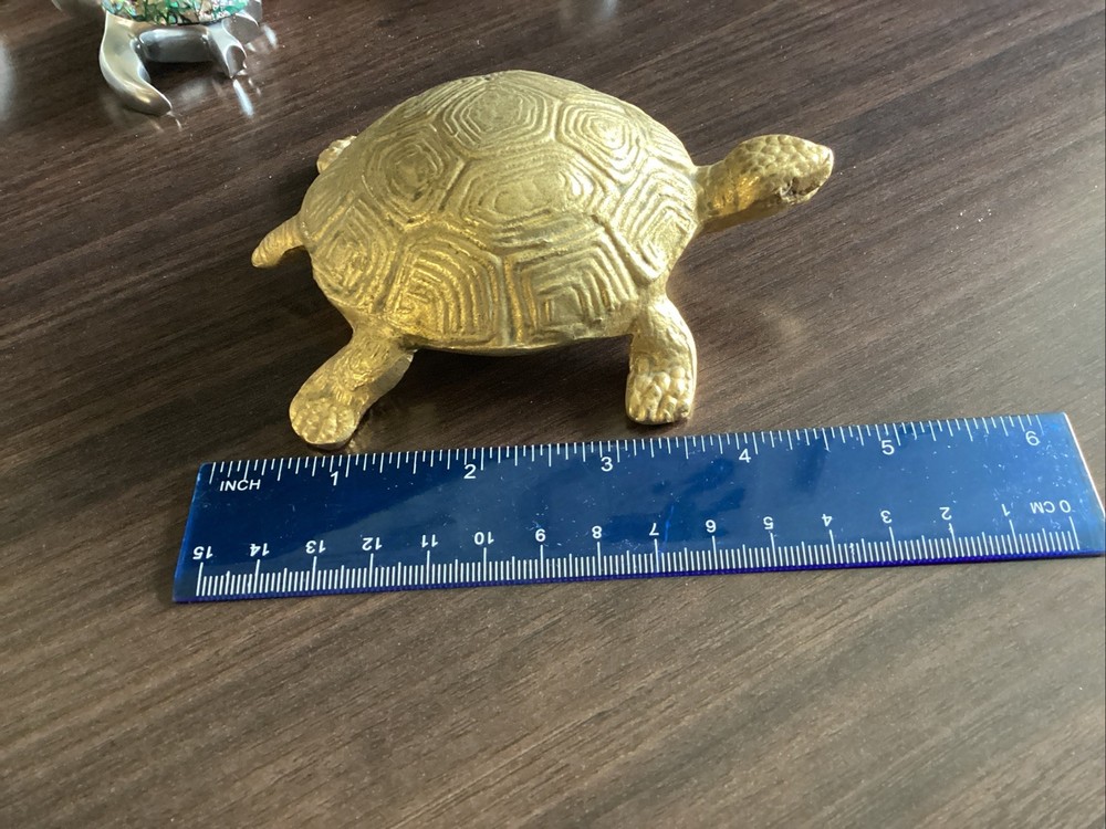 Pre-Owned Brass Turtle Signed T.C.