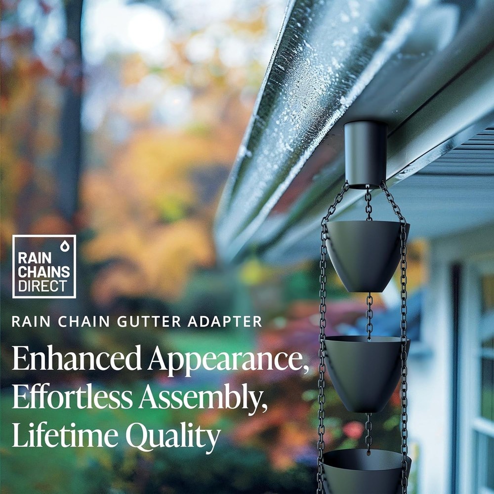 Architectural-Style Black Rain Chain Gutter Installer for Effortless Elegance