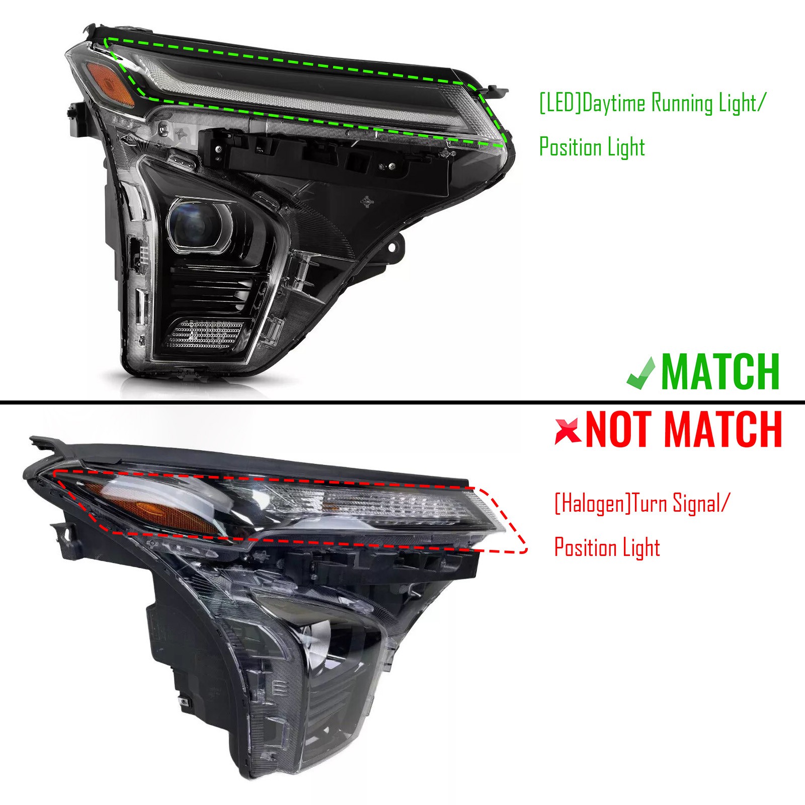 For 2024 2025 Chevy Trax LT RS Active w/ LED DRL Headlight Left+Right Pair