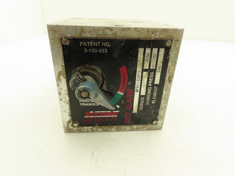Schroeder DF301C10PD Hydraulic Filter Dirt Alarm Inline Indicator
