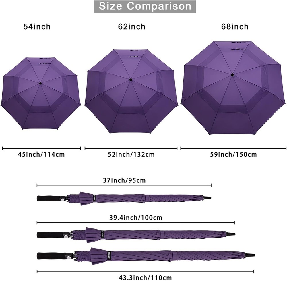 Golf Umbrella Oversized Waterproof Windproof Vented Auto Open 62 Inch