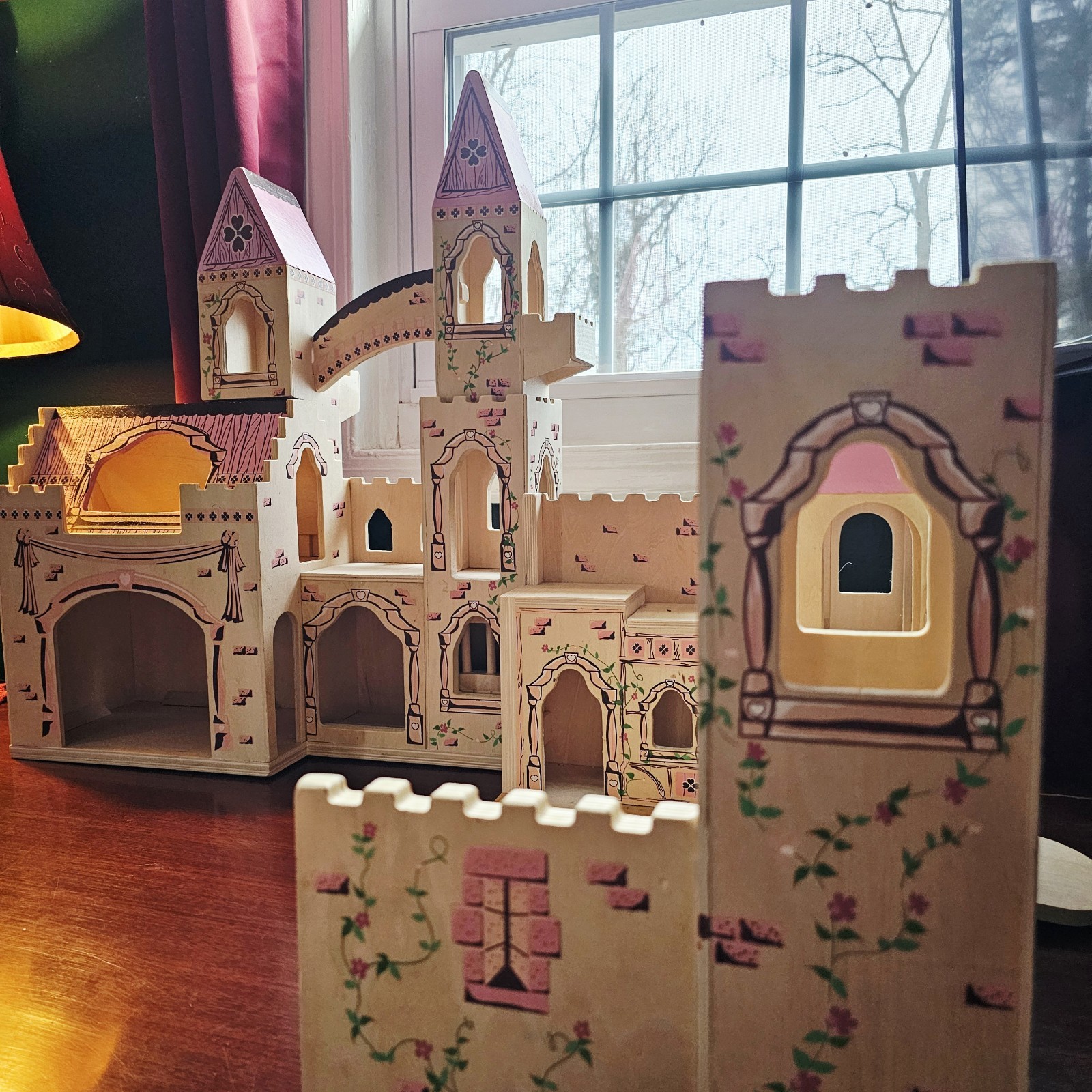 Melissa and Doug Wooden Folding Princess Castle and UNOPENED furniture and dolls
