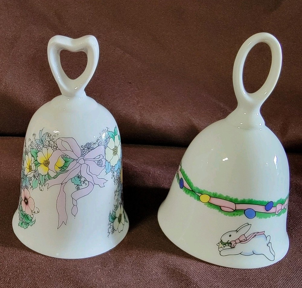 2 Vintage Ceramic Easter Bells