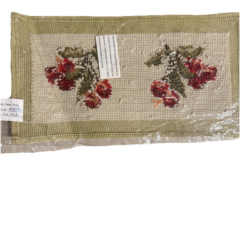 Completed Ivory Cherry Needlepoint Canvas 11" X 5"