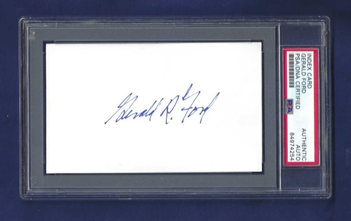 Gerald Ford Autographed 3x5 Card United States President PSA SLABBED