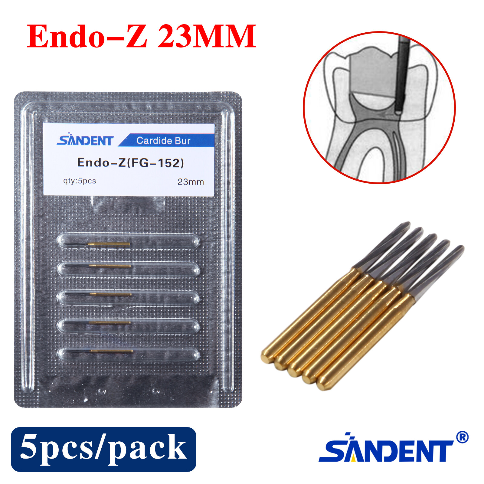 Dental Endodontic ENDO-Z Tungsten Carbide Burs FG Round Bur High Speed 23mm USA