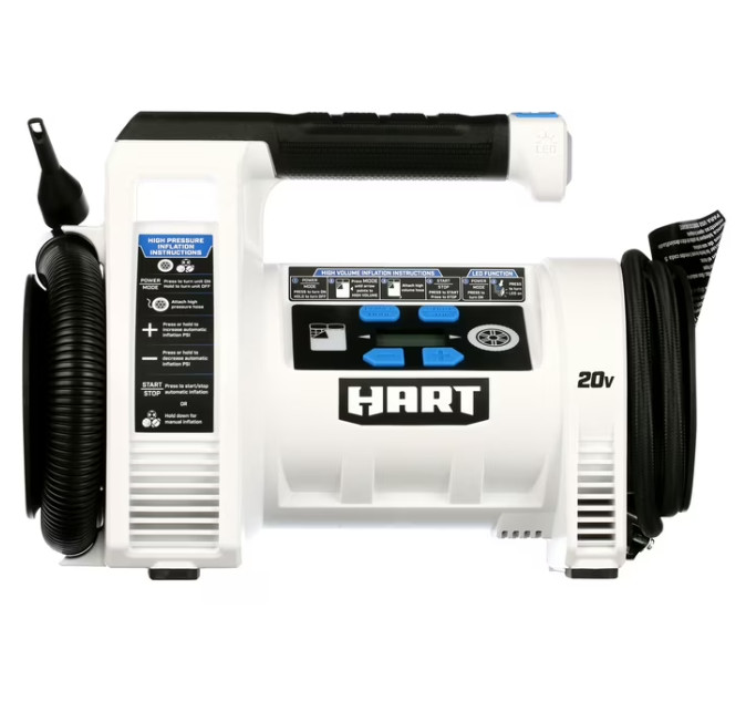 Hart HPIF50 20-Volt Cordless Dual Function Digital Inflator, Battery Not Include