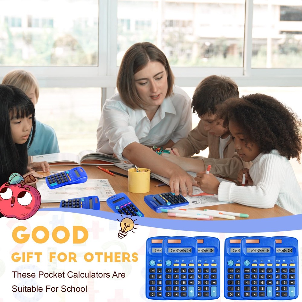 12 Packs Pocket Size Mini Blue Calculator Basic Calculators for Handheld Angl...