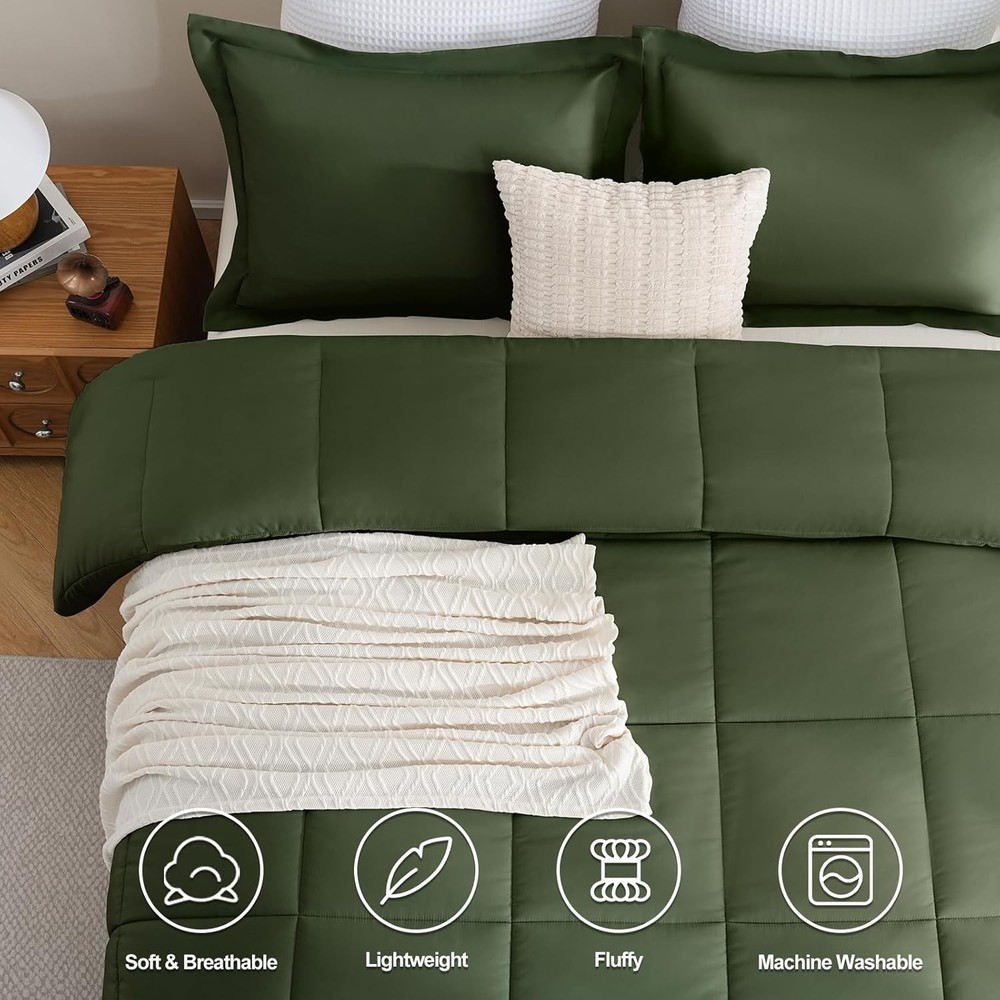 CozyLux King Comforter Set - Olive Green King,