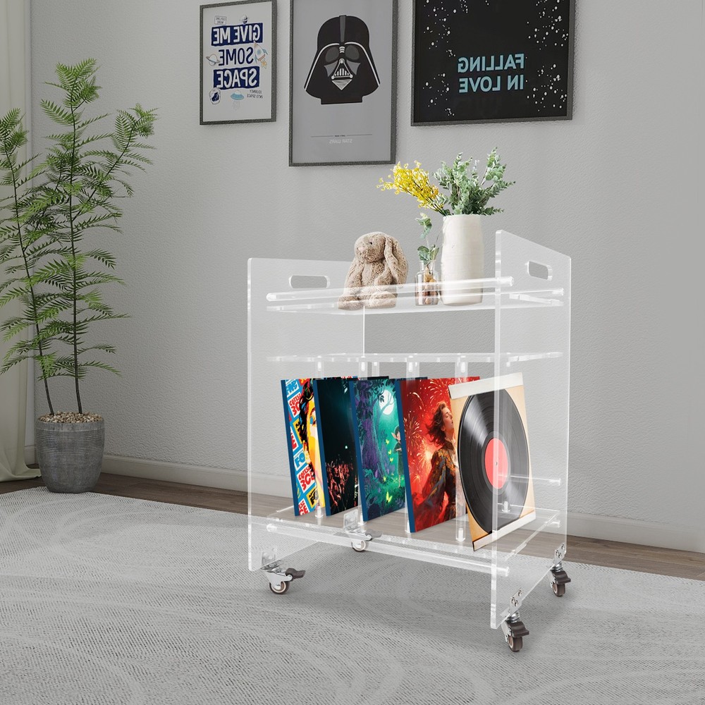 Clear Record Player Stand, Record Storage Stand, Record Player Stand Table