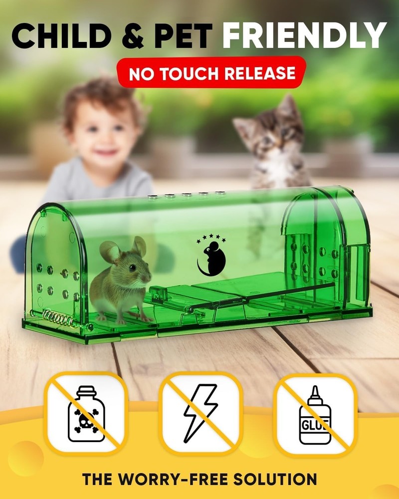Humane Mouse Traps No Kill Live Catch and Release 4 Pack - Reusable, Easy to ...