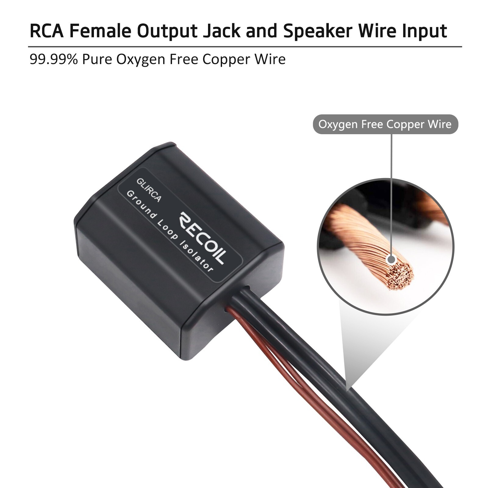 RECOIL GLIRCA 2-Channel RCA Stereo Ground Loop Isolator, Amplifier Noise Filter