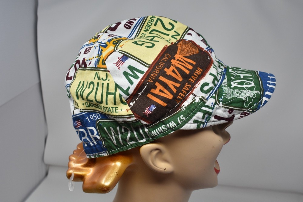 Handmade Welder’s Cap License Plate Patchwork Cotton Welding Helmet Cap