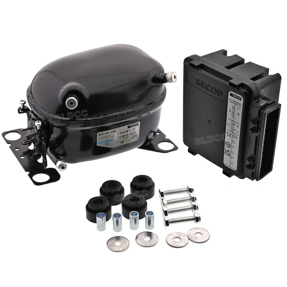 SECOP R134a BD1.4F DC Micro Compressor + DC 12V/24V 101N2040 Controller Unit Kit