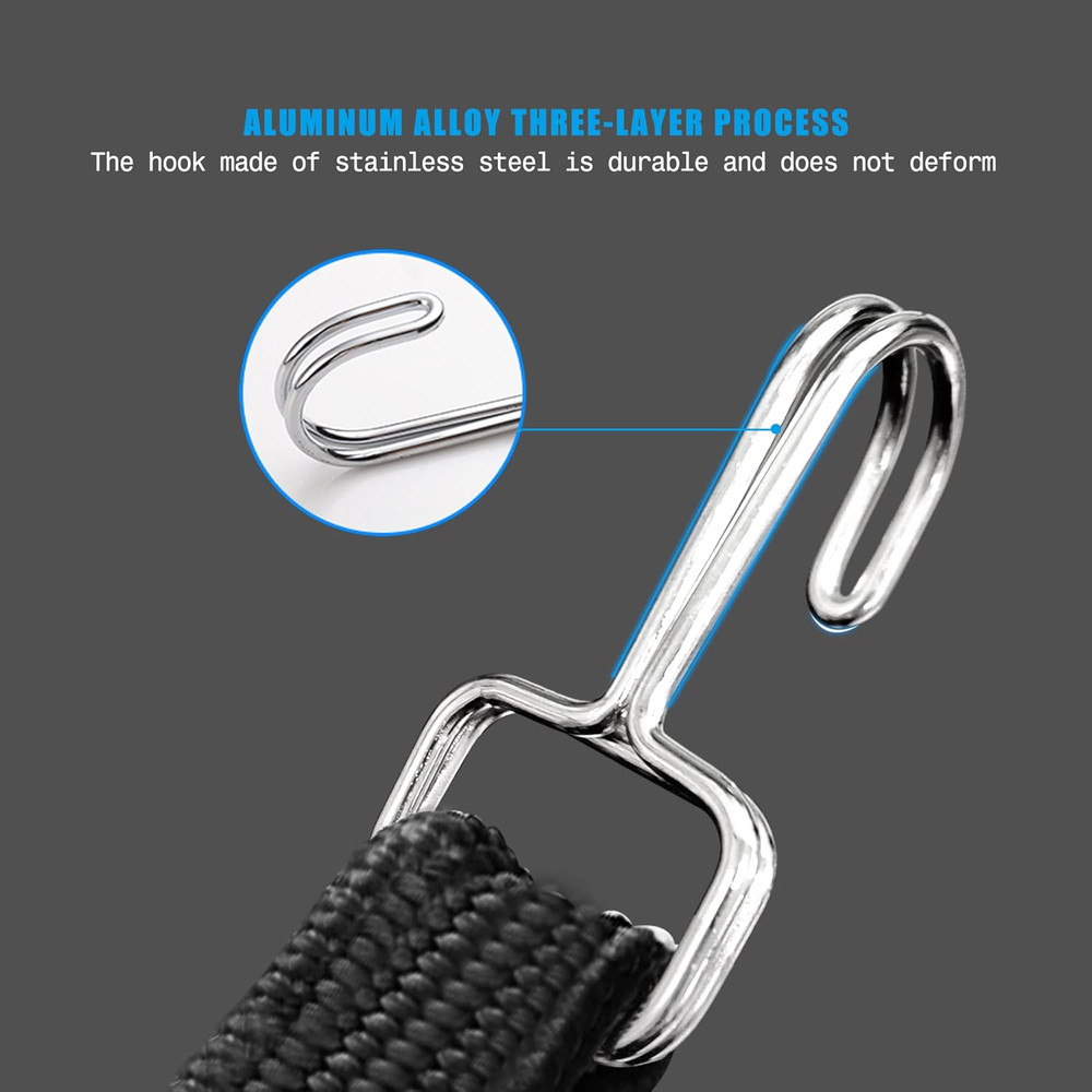 Black Adjustable Bungee Cords with Hooks Set,80" Long Flat Heavy Duty Elasticity