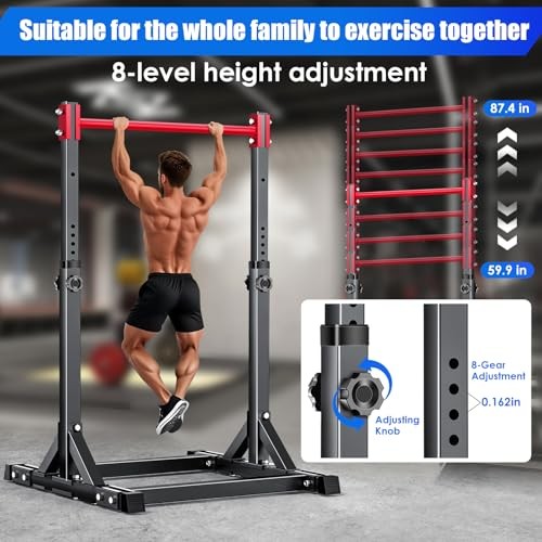 Pull Up Station, Power Tower Adjustable Pull Up Bar Free Standing, Pull Up Red