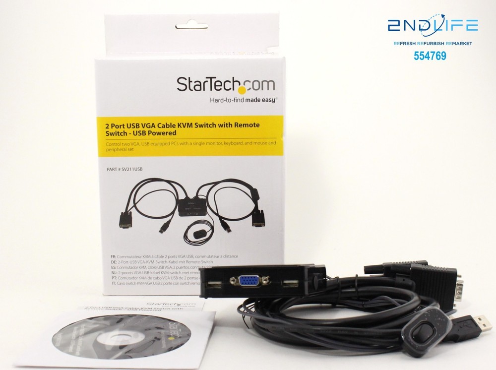 Startech 2 Port USB VGA KVM Cable with Remote Switch