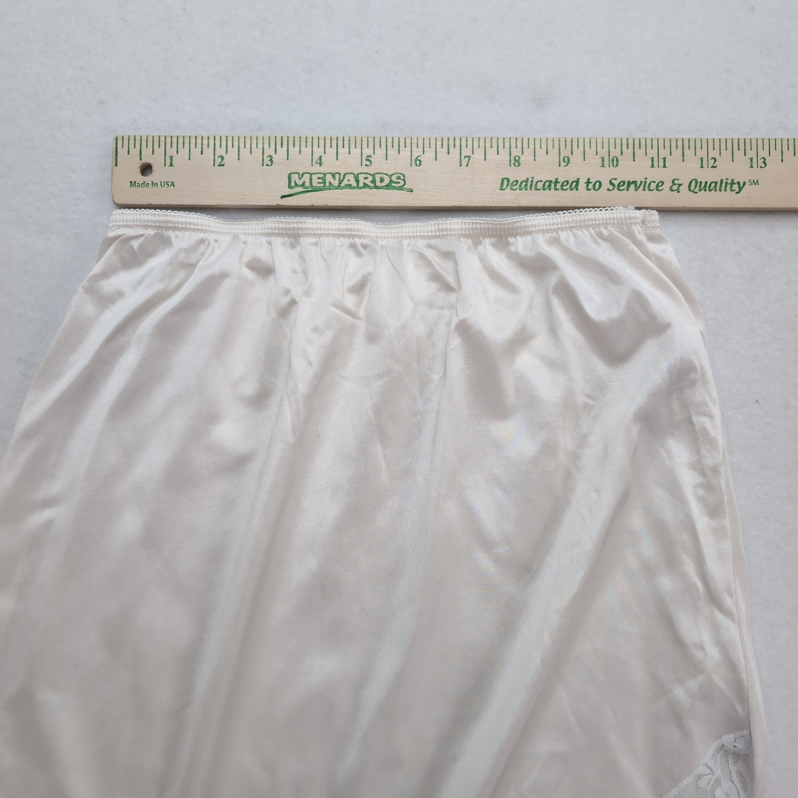 Vintage Women's Slip Skirt Ashley Taylor Size M White Half Lace Trim