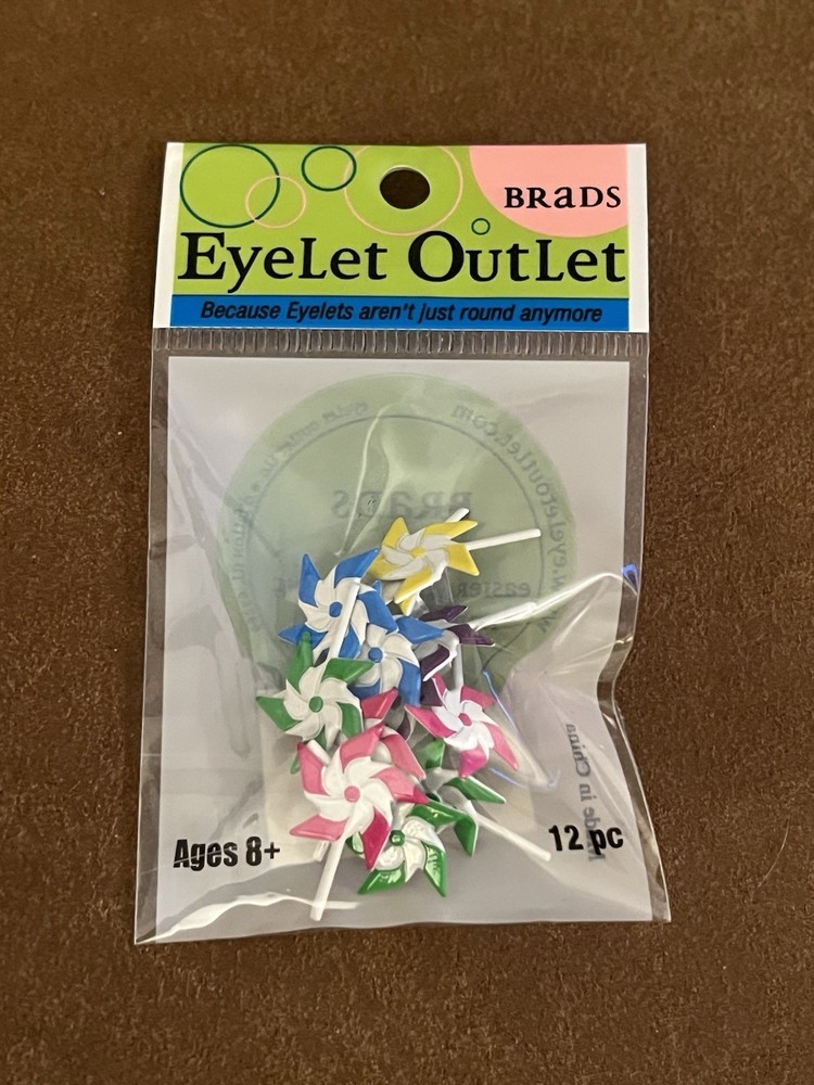Eyelet Outlet Shape Brads 12/Pkg Pinwheel Spinner Summer