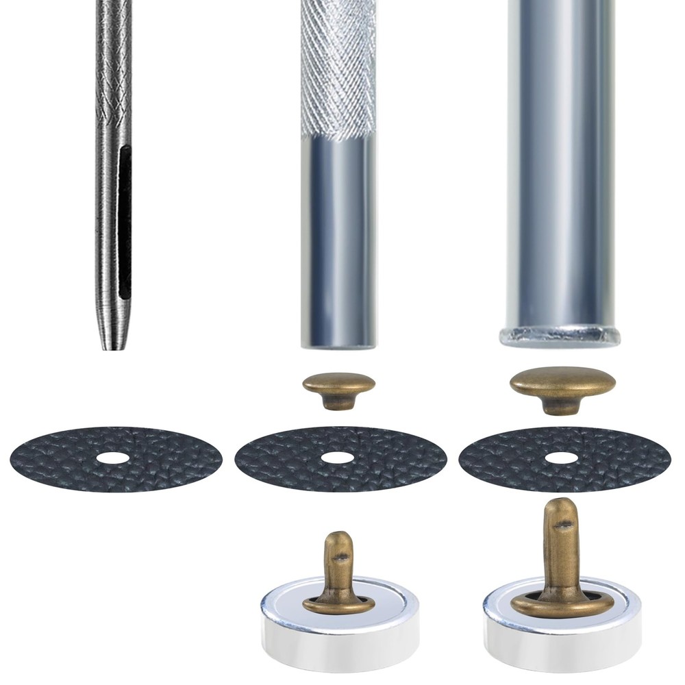 340 Sets Leather Rivets Kit Mixed Sizes Rivets for Leather Double Cap Rivets ...