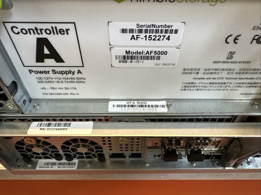 HPE HP Nimble Storage SAN AF5000 - 10Gb Ethernet Flash Array with 2x Controllers