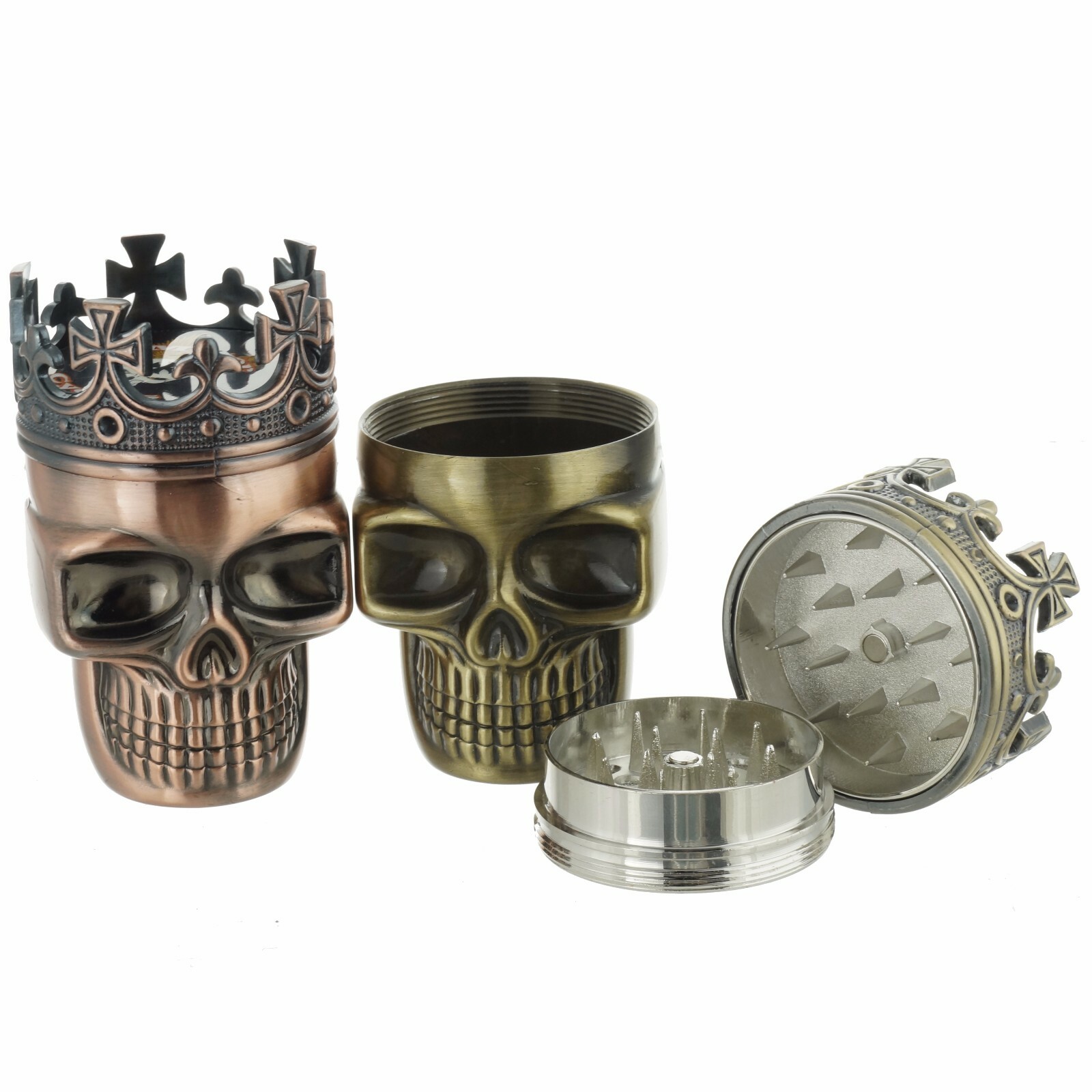 3 Piece Skull Metal Alloy Tobacco Spice Grinder Crusher USA Seller W/ Gift Box