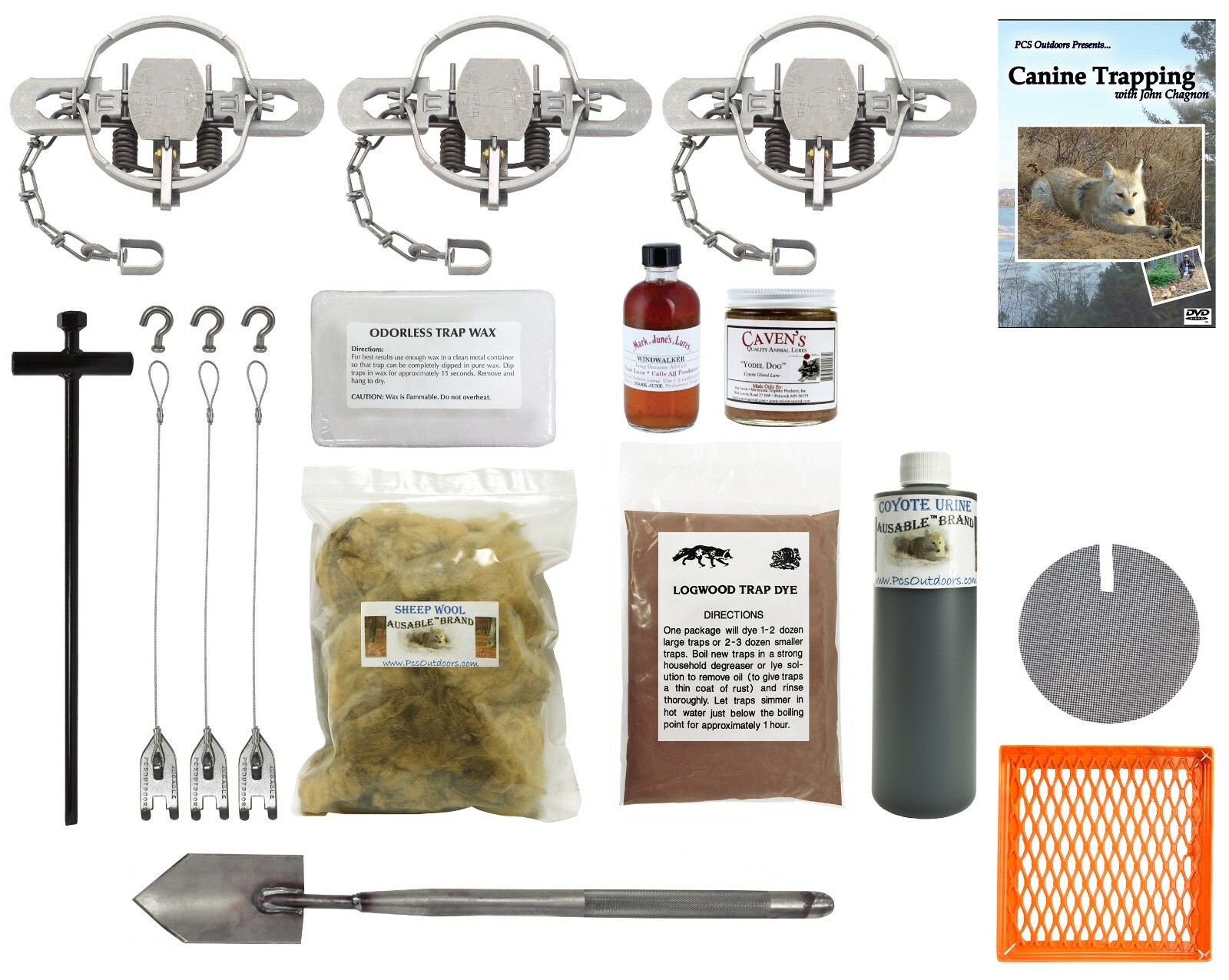 PcsOutdoors Basic Coyote Trapping Starter Kit - Huge Value!