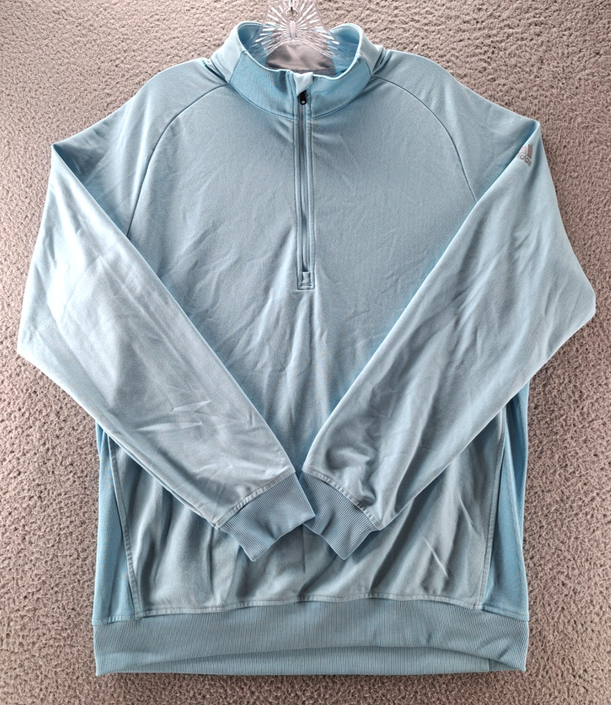 Adidas 1/2 Zip Pullover Golf Jacket Mens Medium Blue Three Stripe Performance