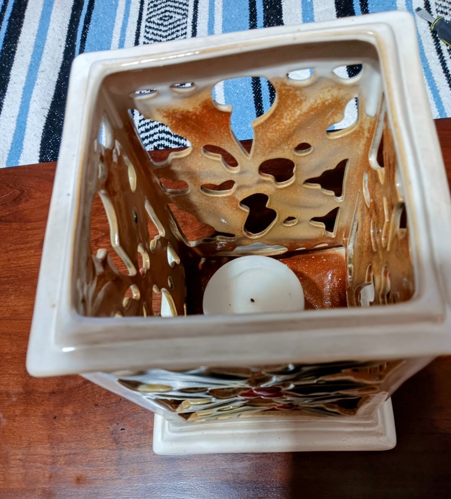 Holly Ceramic Large Candle Holder