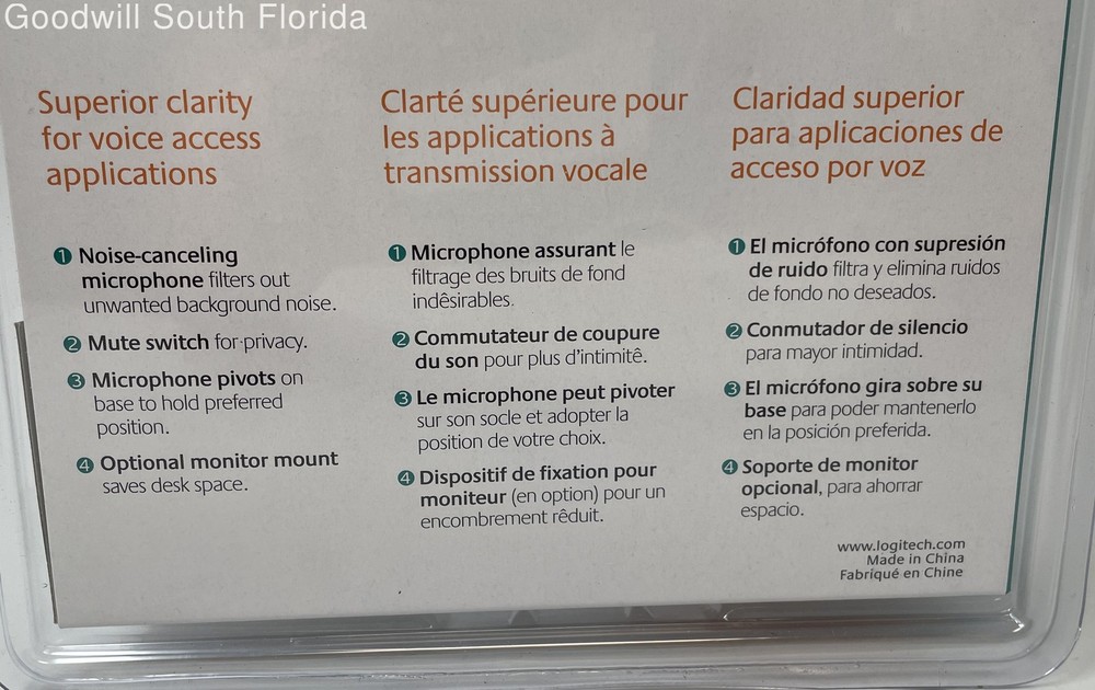 Logitech Black Mute Button 3.5mm Connector Desktop Microphone Not Tested