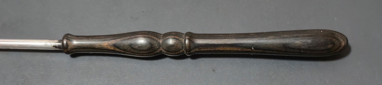 RARE! 1972 REED & BARTON STERLING SILVER W/ WOOD HANDLE CANDLE SNUFFER 10” LONG