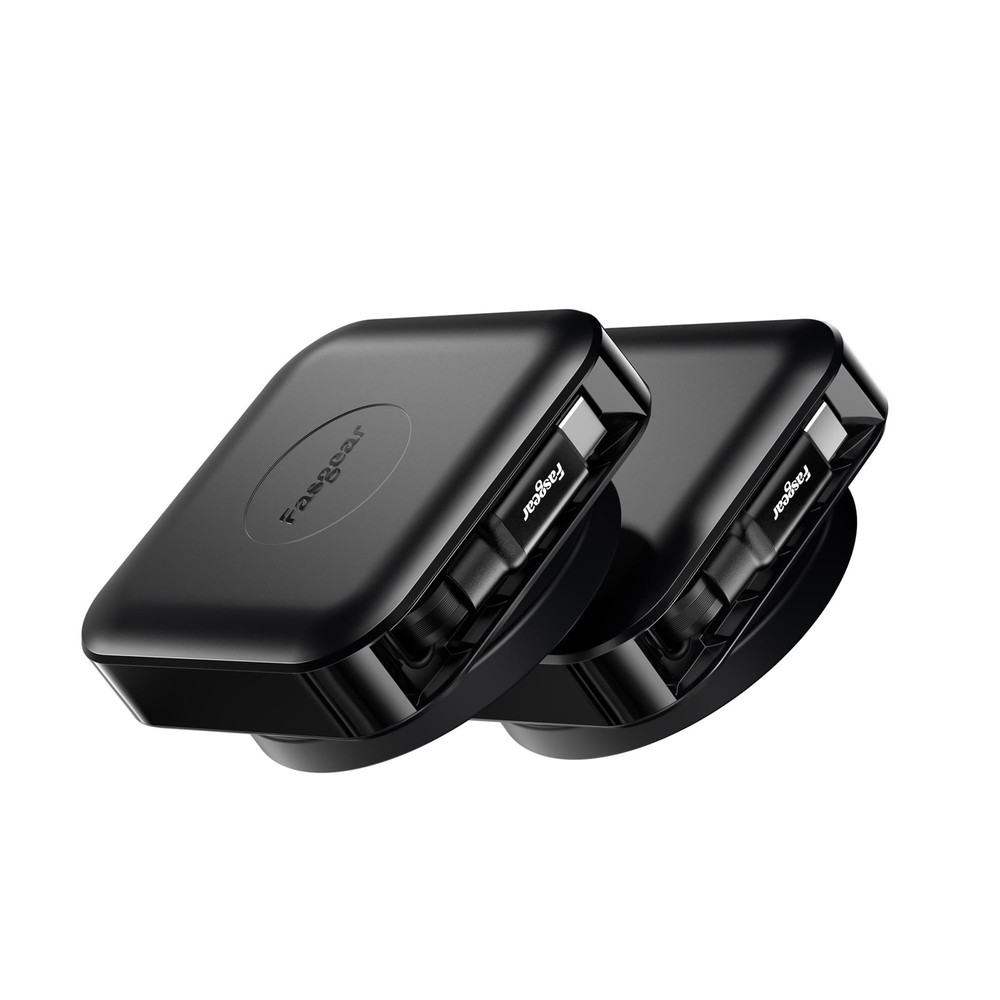 Fasgear Retractable USB C Cable Desk Mount 2 Pack - 6.6ft, 2 Black