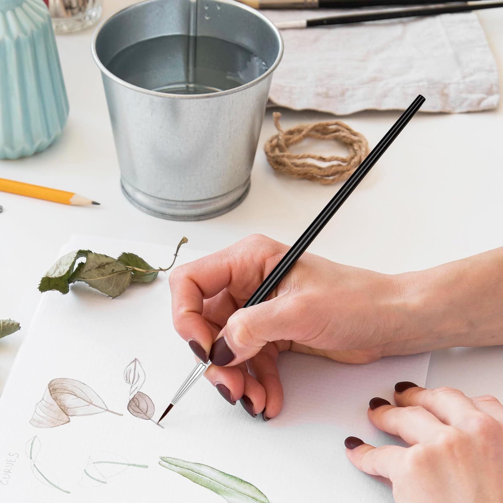 30 Pcs Miniature Tiny Detail Paint Brushes Fine Tips Mini Artist Liner Brush