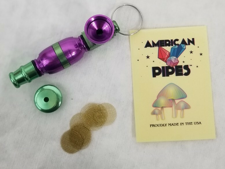 Green and violet Metal pipe 3" for keychain
