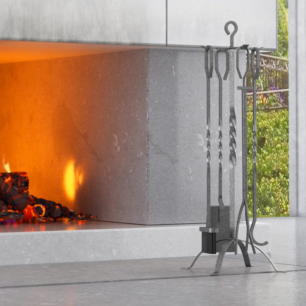 5 Pieces Fireplace Tools Sets Fireplace Accessories Tools Holder with Handles To