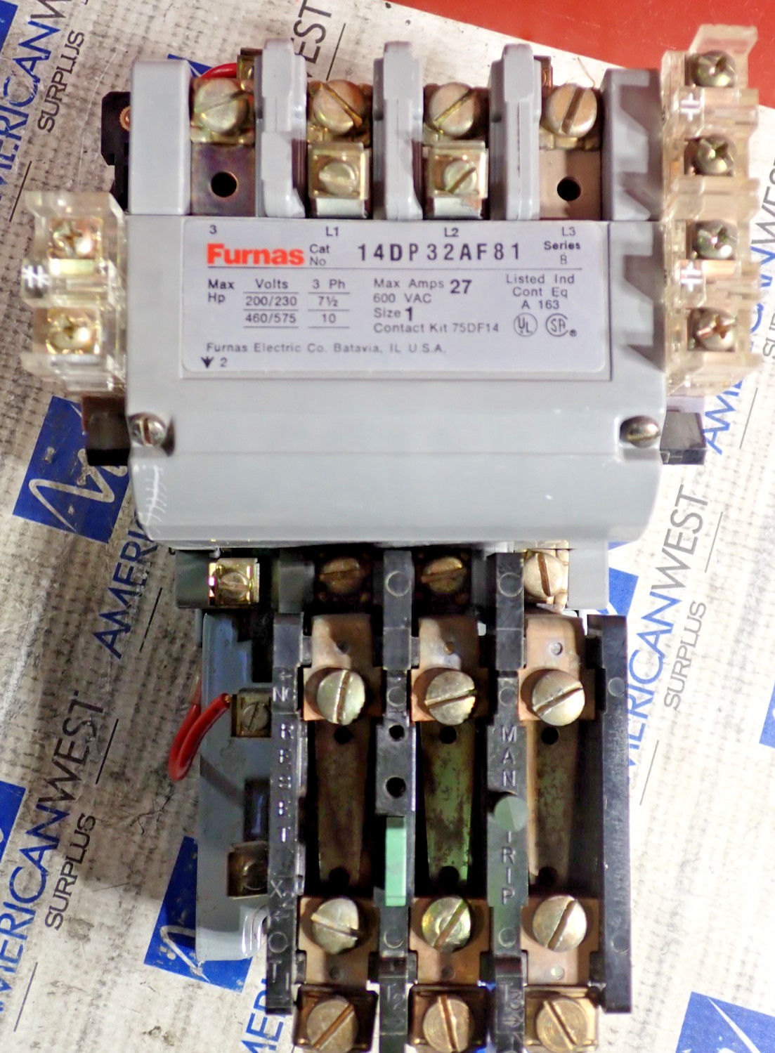 Furnas 14DP32AF81 Size 1 Starter 27 Amp 600VAC w/ 120V 60Hz Coil TESTED S931