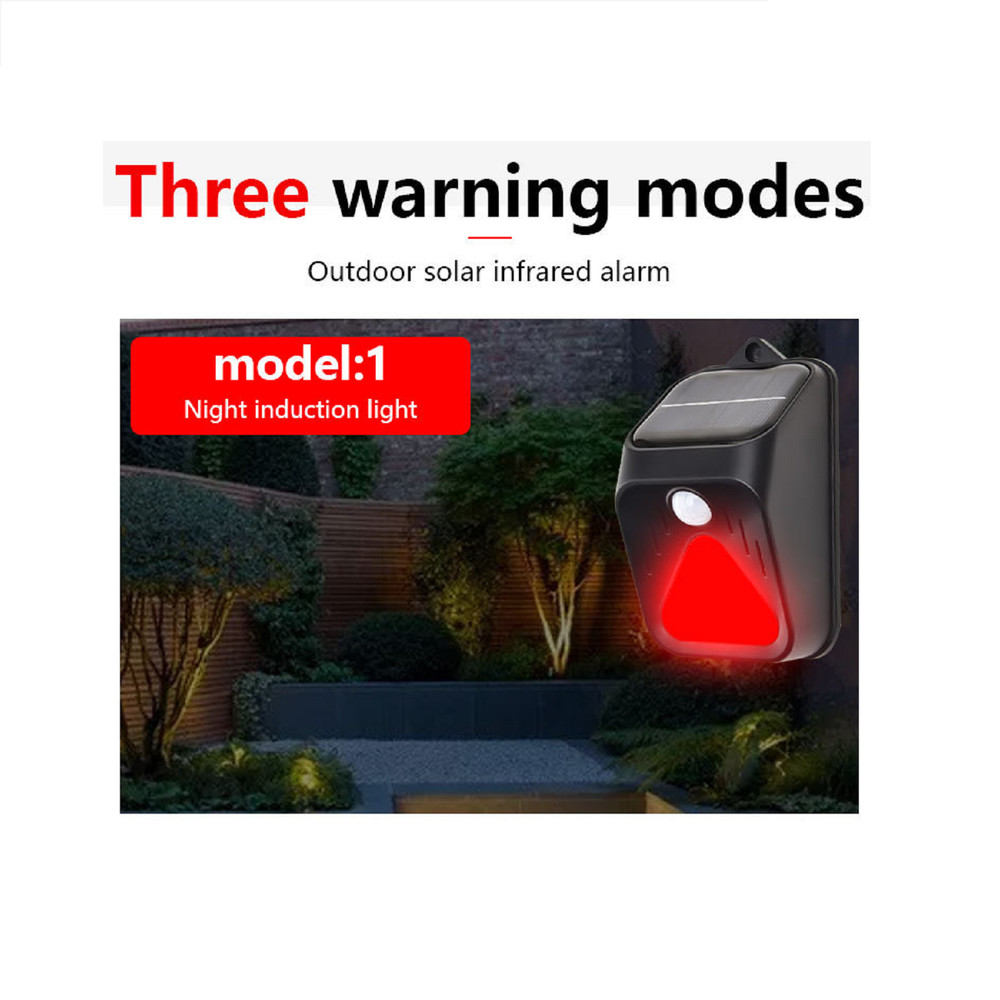 Waterproof LED Solar Alarm Warning Light Sensor Lamp Alert Remote Control N
