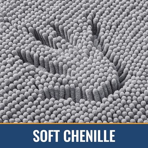 Bathroom Rugs 30x20, Extra Soft Absorbent Shaggy 30" x 20" Rectangular Grey